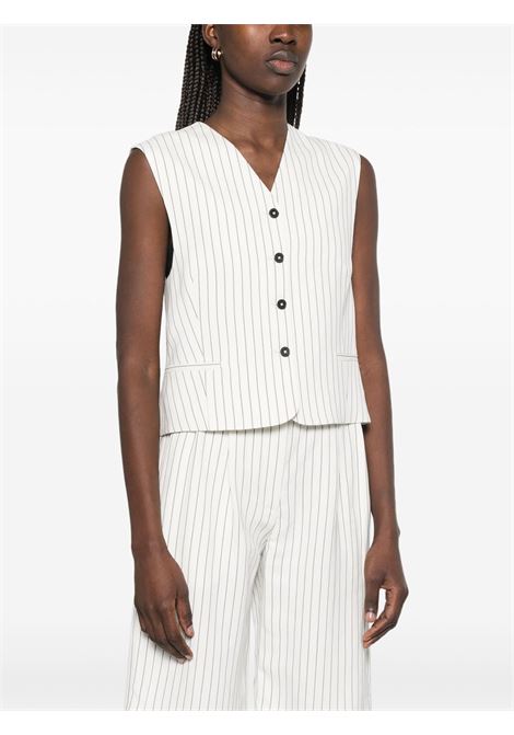 Ivory and black striped vest Loulou studio - women LOULOU DE SAISON | VANUAIVRYBLKSTRP